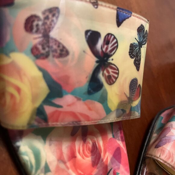 Vintage Y2K Lenticular Rainbow Butterfly Rose Floral Heels - Picture 6 of 10